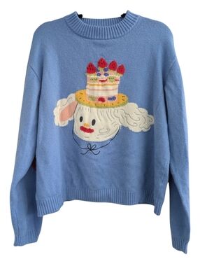 Kina and Tam Blue Cake Hopper Sweater